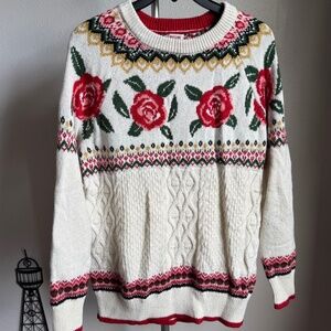 Mossimo Rose Knit Pullover Sweater Cottage Core Sz XS